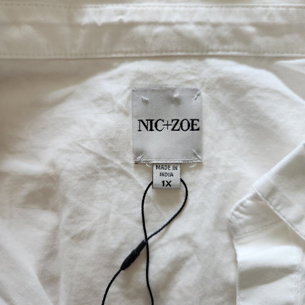 Nic+Zoe Eyelit Sleeves White Button Front Blouse Size 1X NWT - Picture 11 of 11